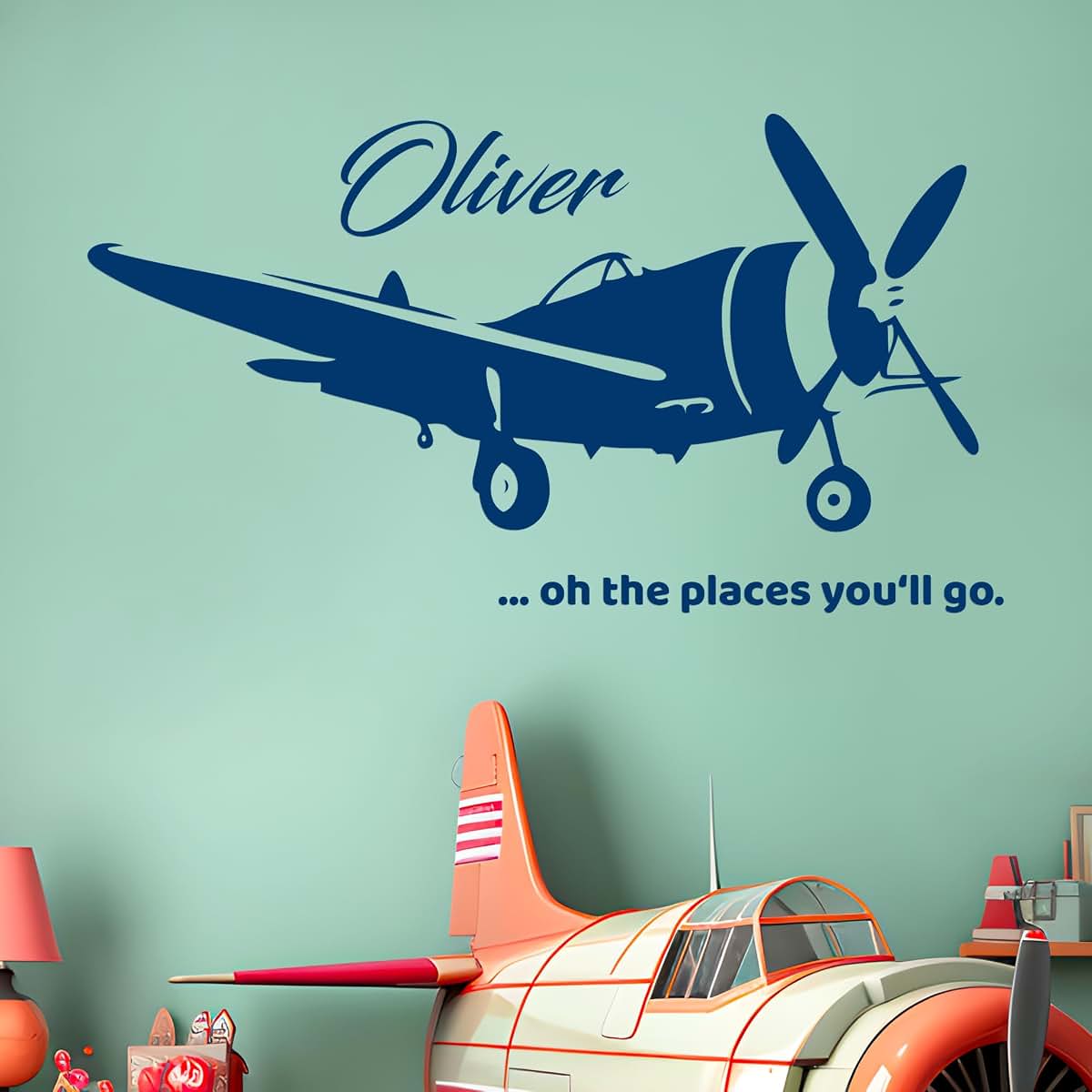 CRYPTONITE Custom Name Transportation Theme - Airplane in the Sky for my Baby - Baby Boy / Girl - Wall Decal Nursery