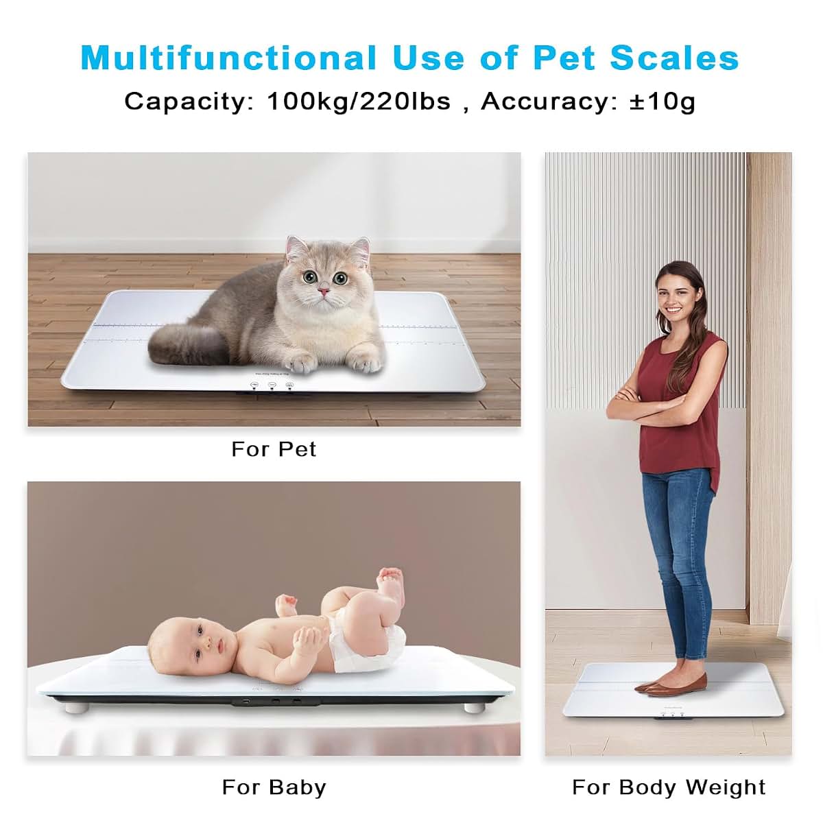 Uniweigh Digital Pet Scale 220Lbs Capacity Tempered Glass Led Display