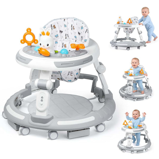 Dewlia 4-in-1 Foldable Baby Walker with Adjustable Height and Toys
