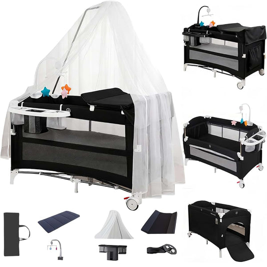 Suttonbebe Pack and Play Baby Bedside Crib with Mosquito Net