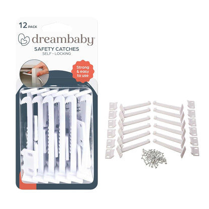 Dreambaby Safety Catches White Cabinet Drawer Locks 12 Count