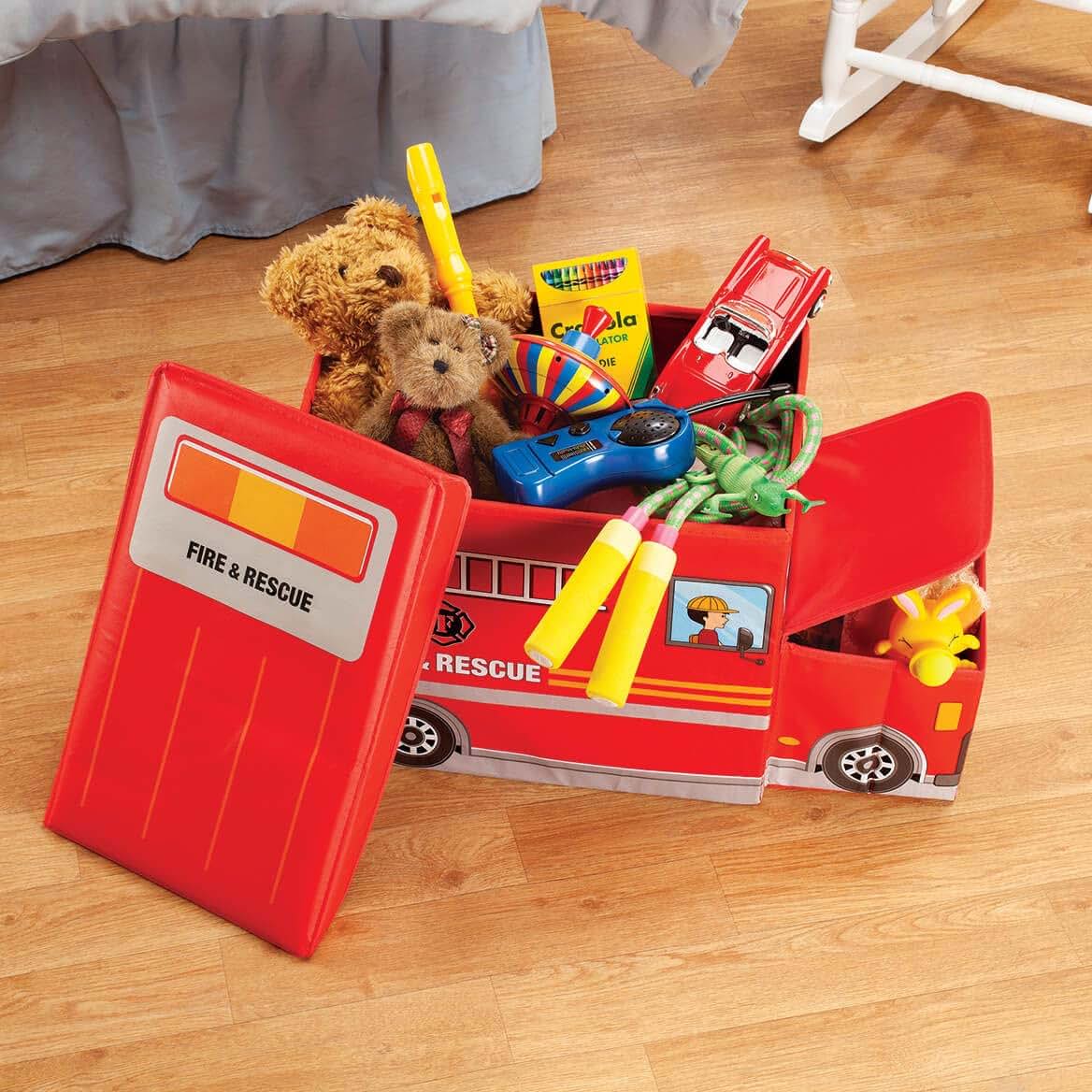 Fox Valley Traders Fire Truck Storage Box With Two Compartments (photo 2)