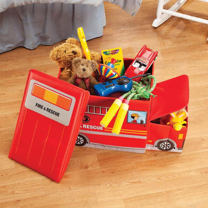 Fox Valley Traders Fire Truck Storage Box With Two Compartments (photo 2)