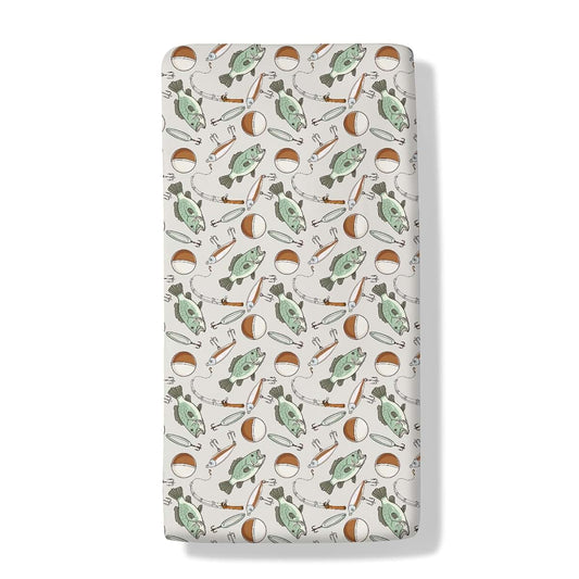 Cstdyfrv Vintage Fishing Baby Boys Girls Crib Sheets Gone Fishing Toddler Bedding Bed Sheets Freshwater Fishes Fitted