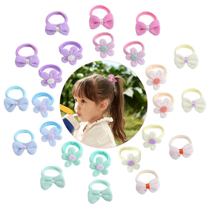 Taangthose 24 Pcs Toddler Hair Ties For Girls Cute Flower Elastic Scrunchies