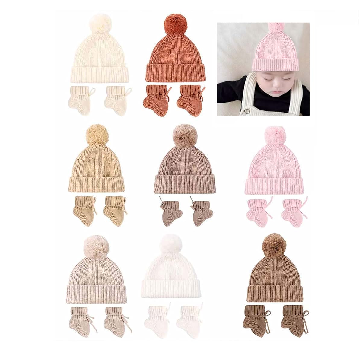 CAZSTYK Newborns Hand Crochet Booties And Hat Set Soft And Breathable Knitting Socks Shoes & Bonnet For Both Boys And (photo 2)