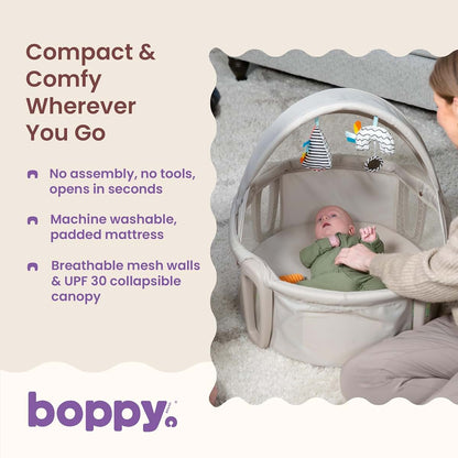 Boppy Cozy Cabana Portable Bassinet for Baby Travel Bed & Play Area