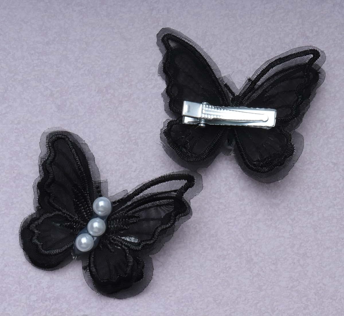 SOWAKA Lace Butterfly Hair Clips with Pearl 6-Pack