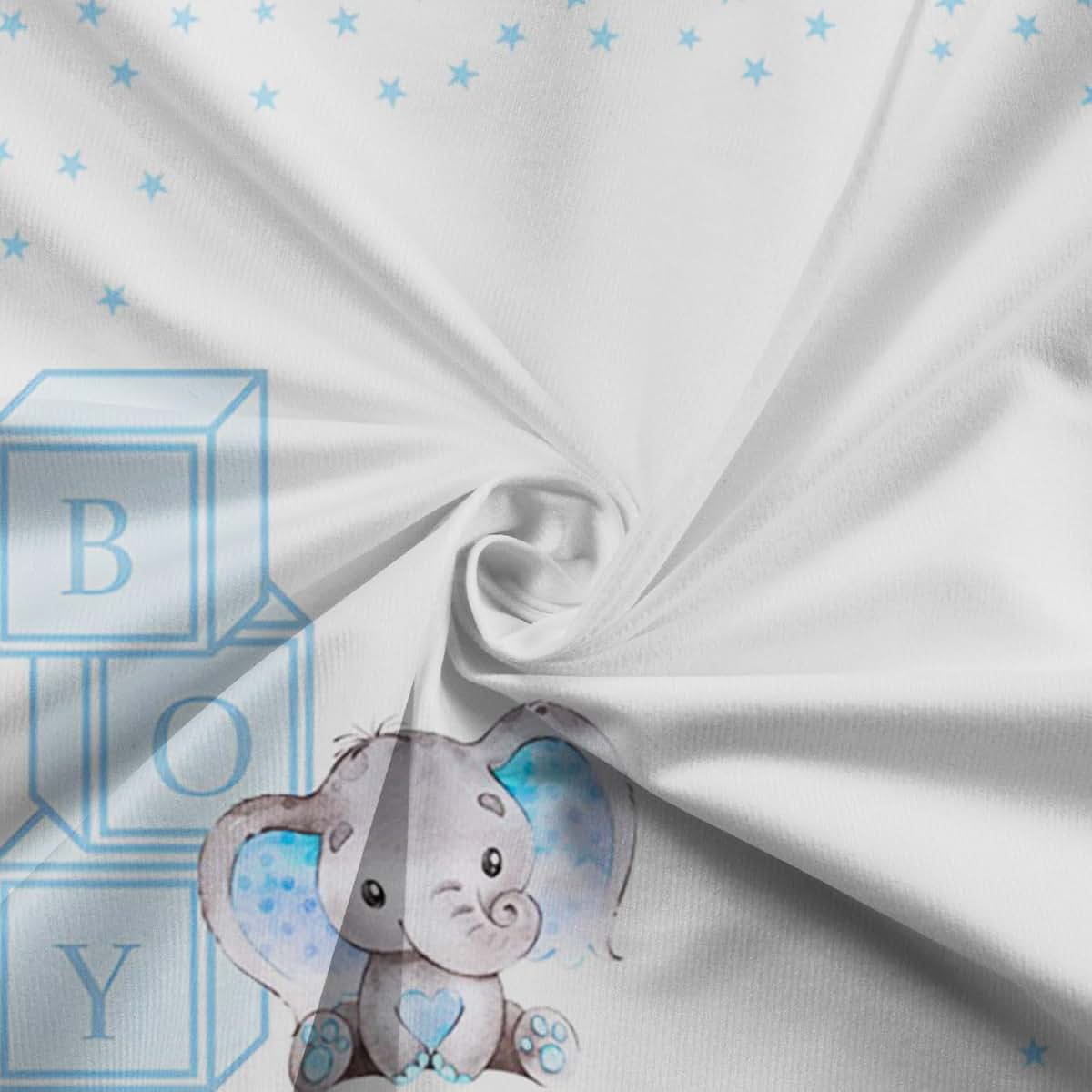 Blue Little Stars Elephant Milestone Blanket for Photography Backdrop