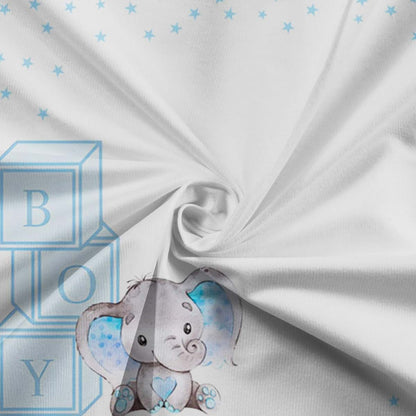 Blue Little Stars Elephant Milestone Blanket for Photography Backdrop
