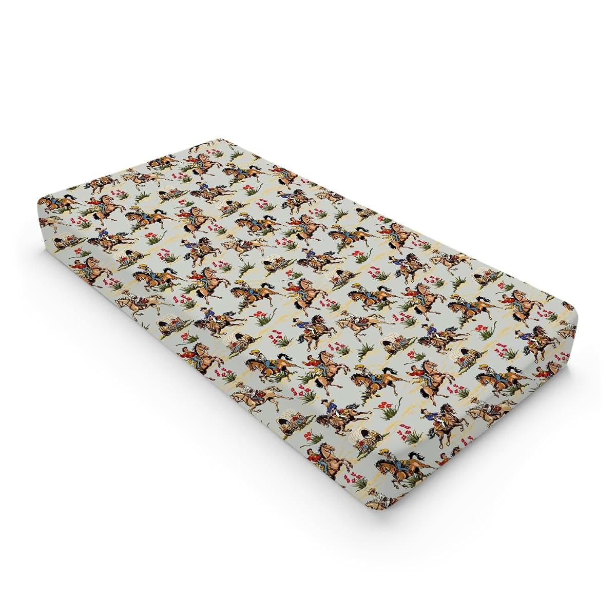 BabyOneStop Vintage Cowboy Horse Rider Baby Changing Pad Cover, 32x16 Inch Fitted Sheet