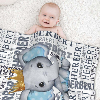OFCCUSTOM Personalized Name Blankets Customized Baby Animal Blankets for Infant Toddler, Baby Gift Blanket for Birthday (photo 3)