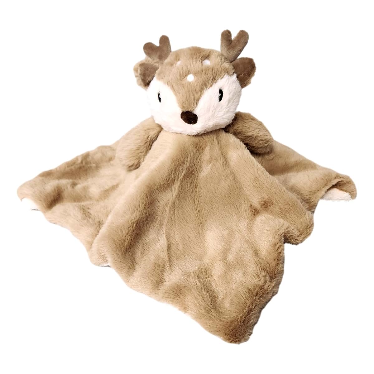 Linzy Toys Plush Deer Fawn Baby Lovey Security Blanket with Rattle, 14 Inch