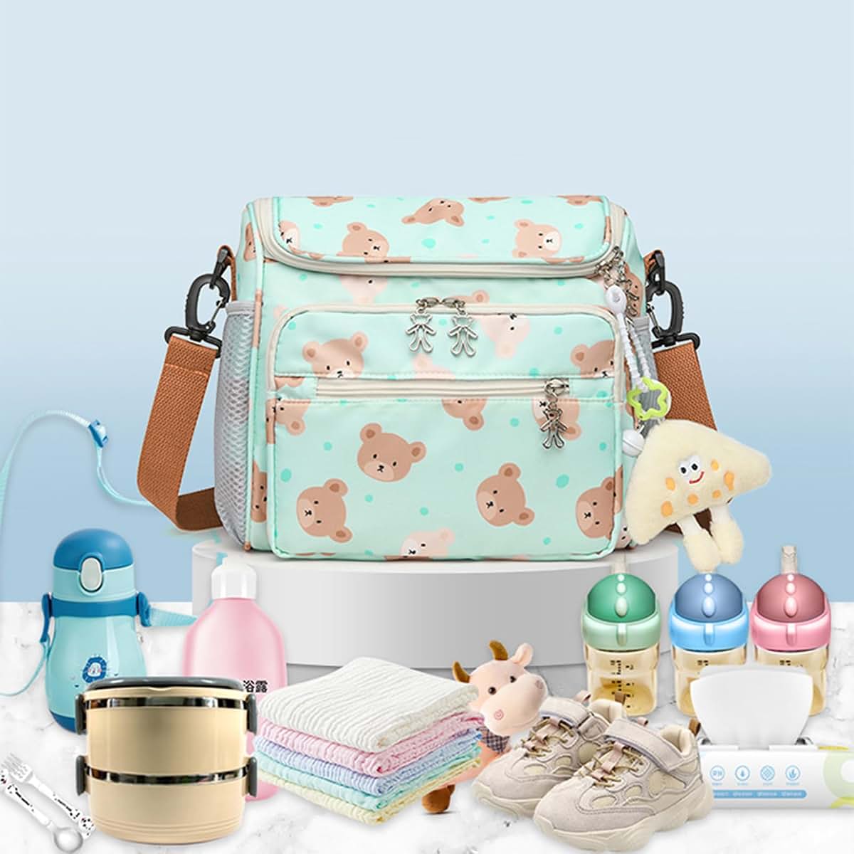 スイムリー Multifunction Baby Diaper Bag with Bottle Holder and Ample Storage