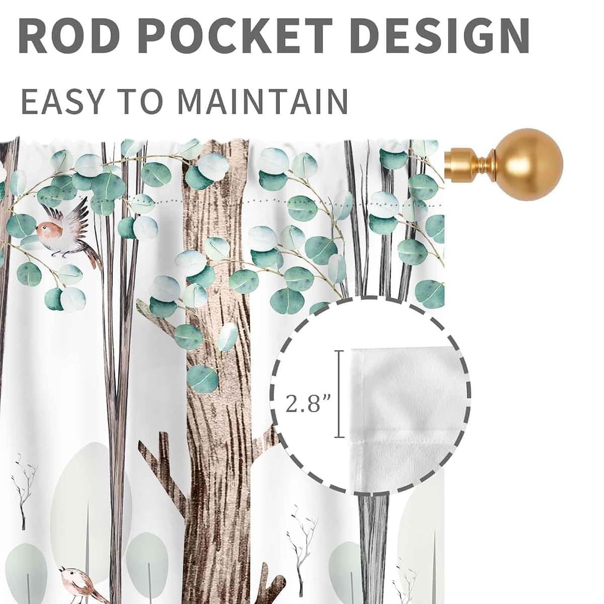 TKUYO Woodland Animal Nursery Blackout Curtains
