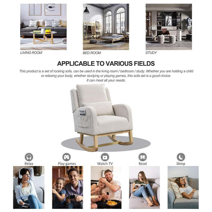 Fulvari Upholstered Modern Rocking Chair with High Back