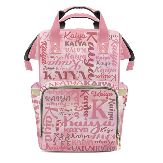 LiSoAkWE Gradient Rose with Name Personalized Diaper Bag Backpack with Name,Customized Nappy Backpack for Baby Girls