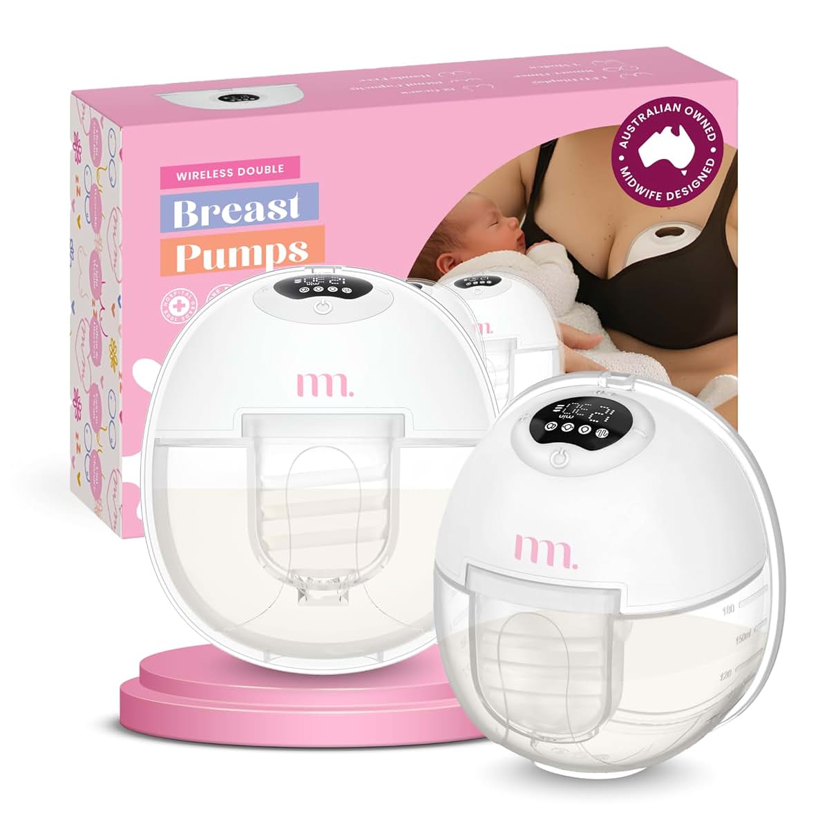 The Midwife Mumma Products The Midwife Mumma Wearable Breast Pump, 3 Flange Sizes, 180ml, 2-Pack