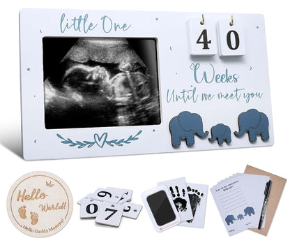 Wooden Ultrasound Photo Frame with Countdown Weeks for Pregnancy Announcement