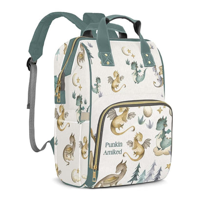 LiSoAkWE Dragon Forest Watercolor Personalized Diaper Bag with Name,Customized Nappy Backpack with Thermal Pockets