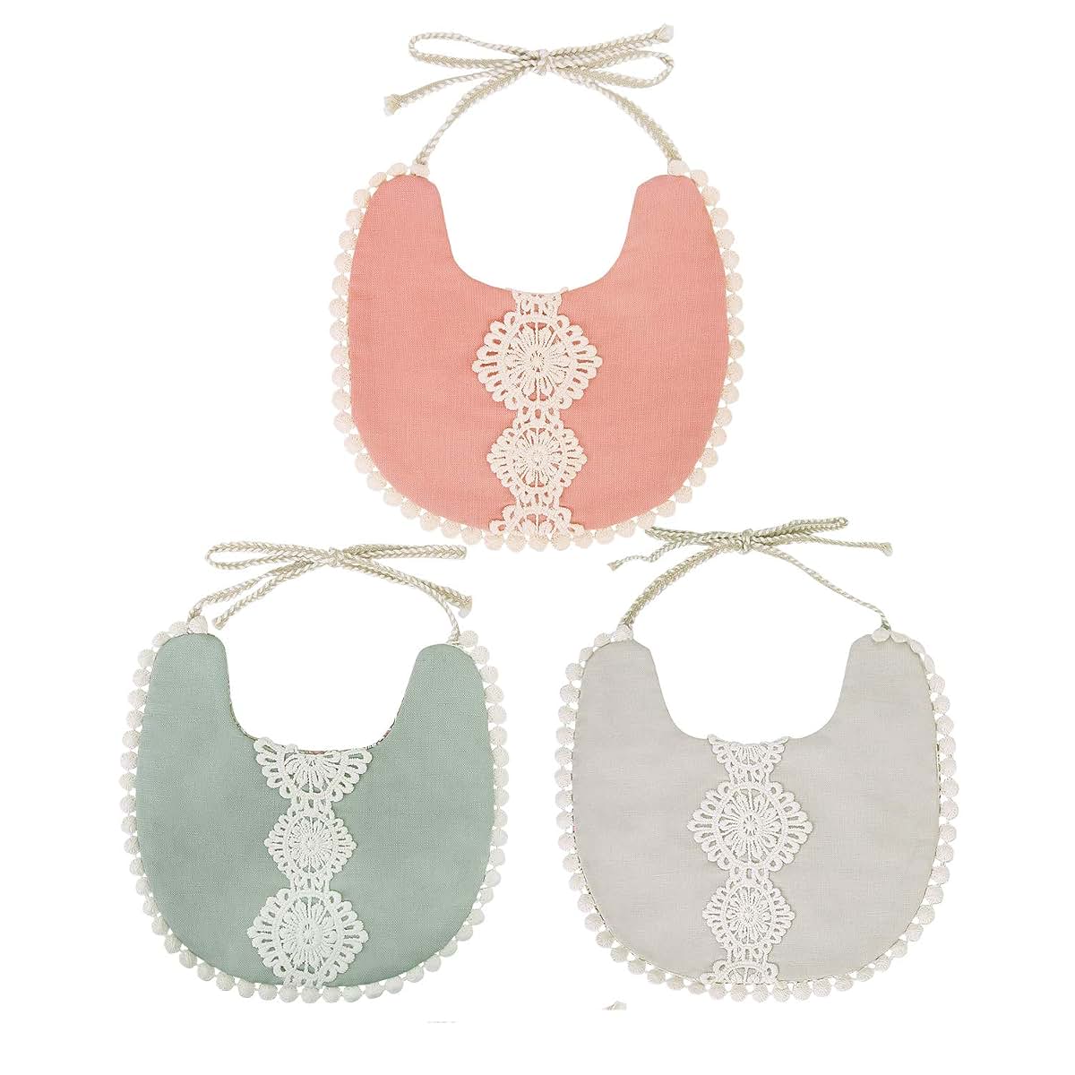 GZMM Baby Bib For Girls,Reversible Waterproof Handmade Natural Cotton Baby Drool Bib 0-12 months 3 Pack