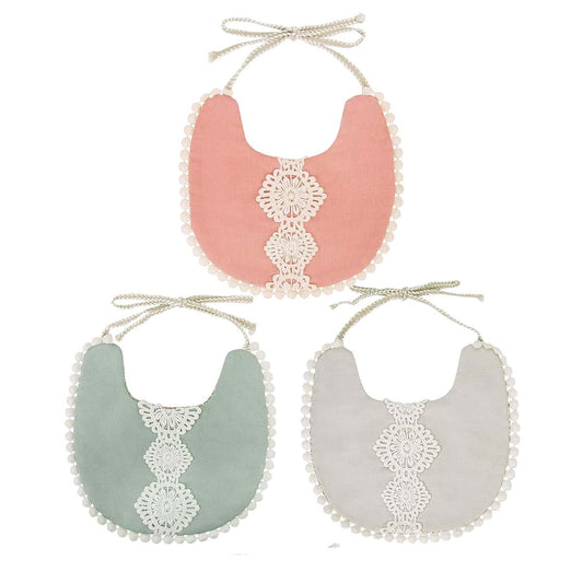 GZMM Baby Bib For Girls,Reversible Waterproof Handmade Natural Cotton Baby Drool Bib 0-12 months 3 Pack