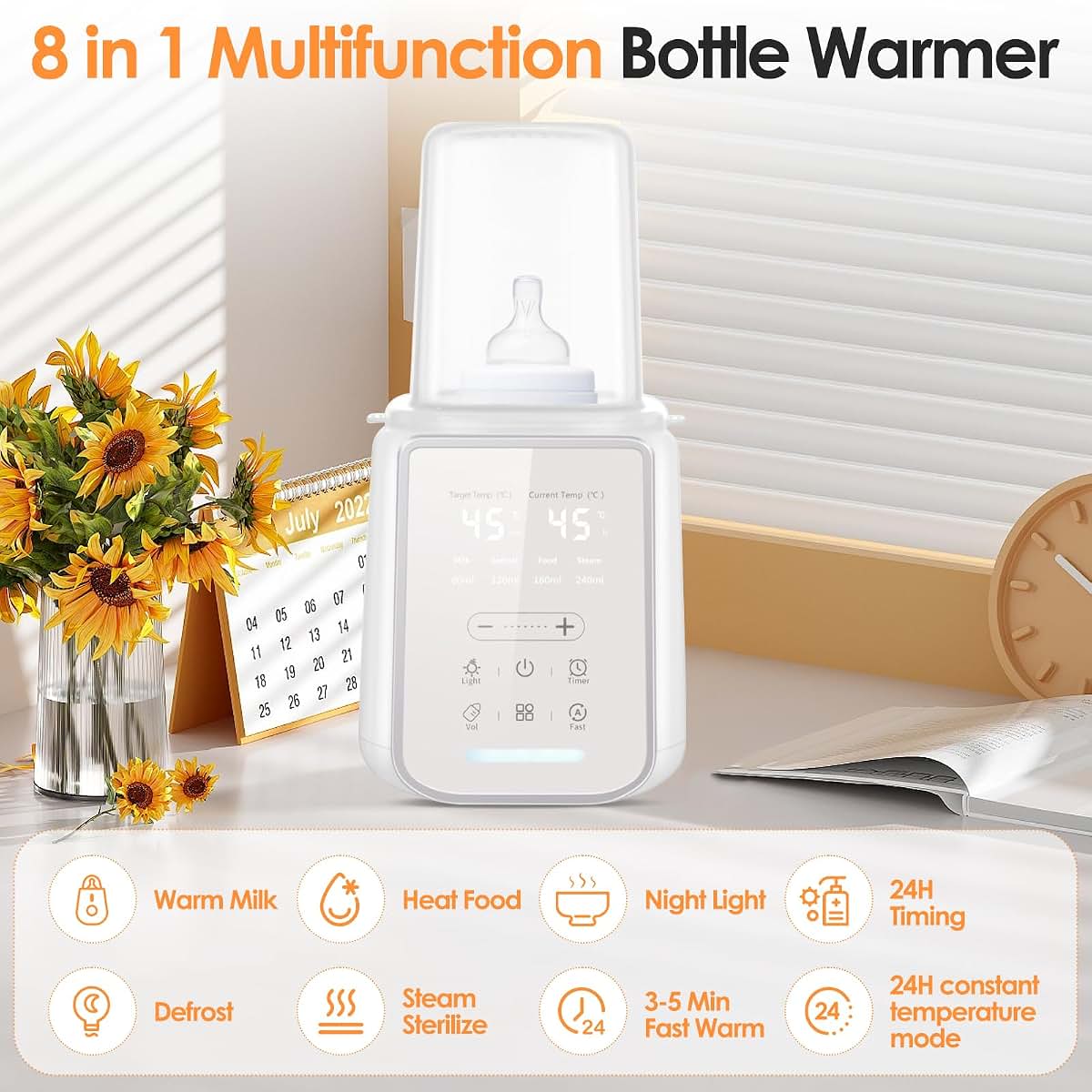 Anluomafuy 8-in-1 Bottle Warmer with Night Light and Smart Temperature Control (photo 2)