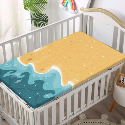 Beach Themed Fitted Mini Crib Sheets for Pack N Play Mattresses