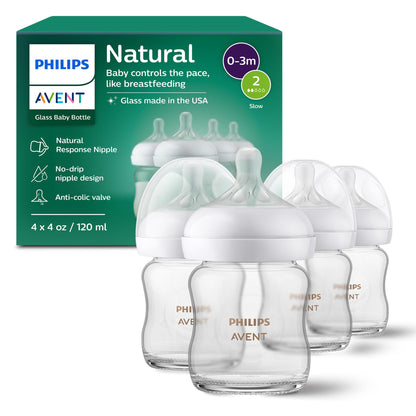 Philips Avent Natural Glass Baby Bottles 4oz 4-Pack