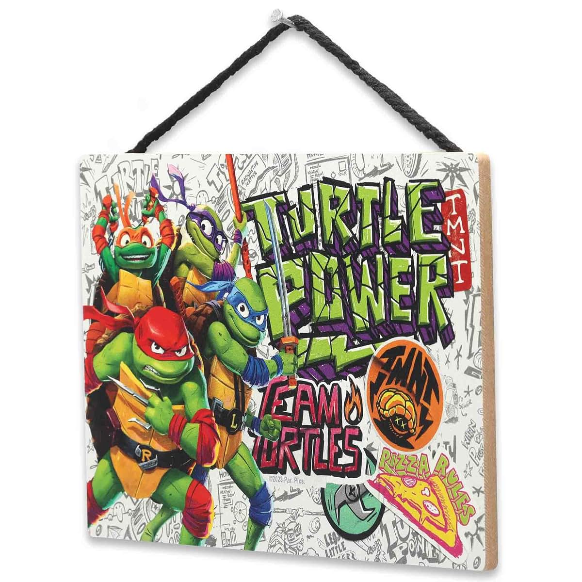 Teenage Mutant Ninja Turtles Turtle Power Hanging Wood Wall Decor With Rope