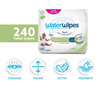 WaterWipes Sensitive Baby Wipes 240 Count