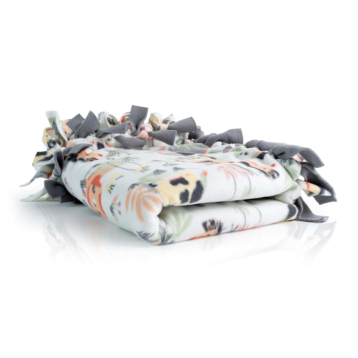RCA Home Products Handcrafted Baby/Toddler Tie Blanket, Sweet Jungle Cuddles Print, 46 x 30 Inch