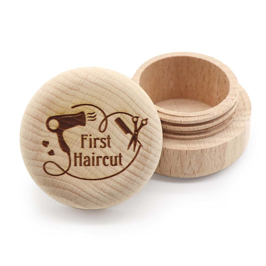 Liannan Custom Wooden First Haircut Curl Keepsake,Baby's First Curl Keepsake Box，My First Haircut Box (style 3)