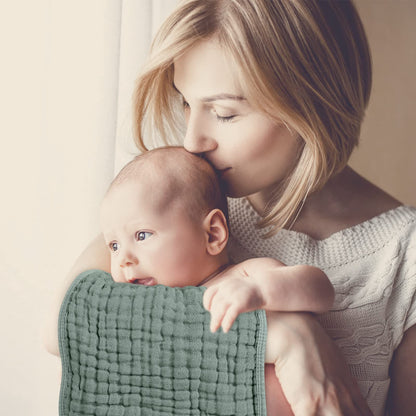 Looxii Muslin Burp Cloths 6 Pack Dark Green