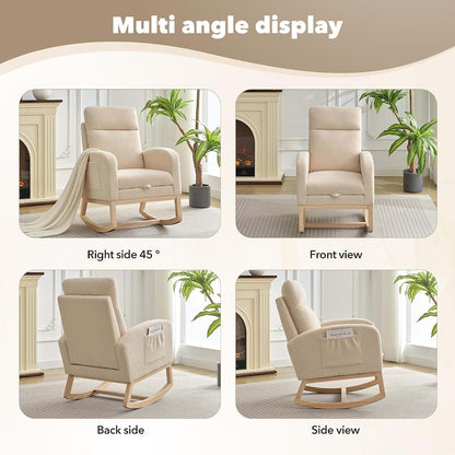 Slekversa Nursery Rocking Chair with Retractable Footrest and High Backrest (photo 4)