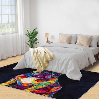 HYGIUID Dog Rug for Kids Room, French Bulldog Rug - 5x6, Pop Animal Bedroom Rugs, Washable & Non Slip Carpet for Home