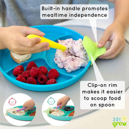 321 Grow Silicone Easy Scoop & Hold Plate Set for Self-Feeding