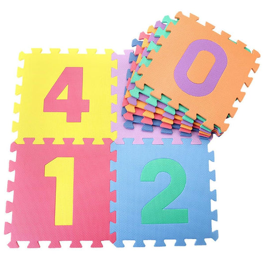 Jorzer Interlocking Foam Tiles, Kids Foam Play Mat 11.8" Square Numbers Floor Puzzle EVA Numbers Floor Mat 10Pcs Number