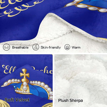 NZOOHY Personalized Crown Baby Blanket, Custom Sherpa Fleece Throw (photo 4)