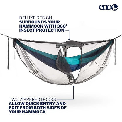 ENO Guardian DX Bug Net - Deluxe Hammock Netting with Dual Doors - Charcoal