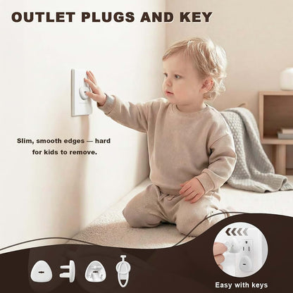 Hoxutym 45-Piece Baby Proofing Kit With Cabinet Locks, Corner Guards, And Outlet Covers