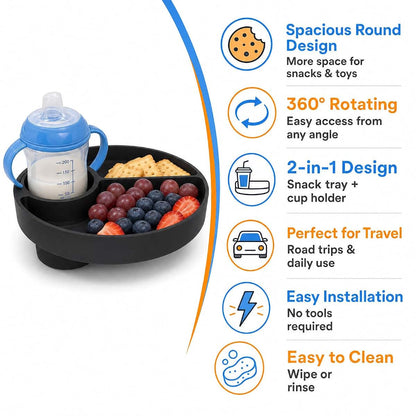 Semihacker Car Seat Snack Tray For 73-76Mm Cup Holders