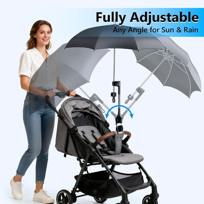 Umbrella Holder For Stroller Chair 360° Adjustable Clamp Mount