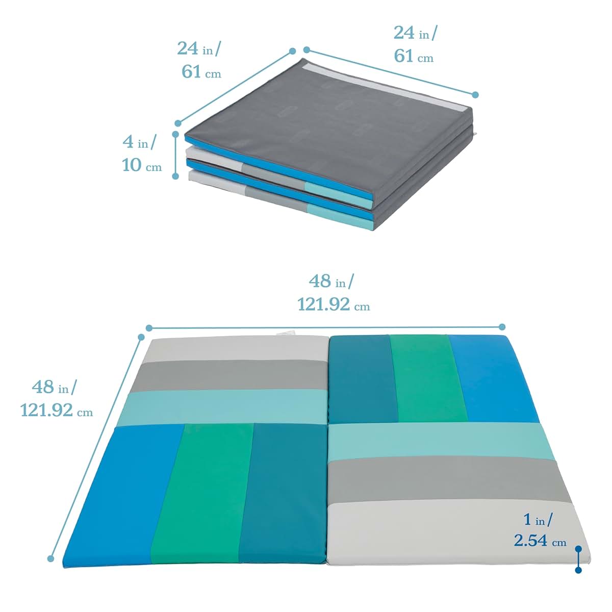 ECR4Kids SoftZone Turning Tiles Folding Activity Play Mat, 48in Square, Contemporary