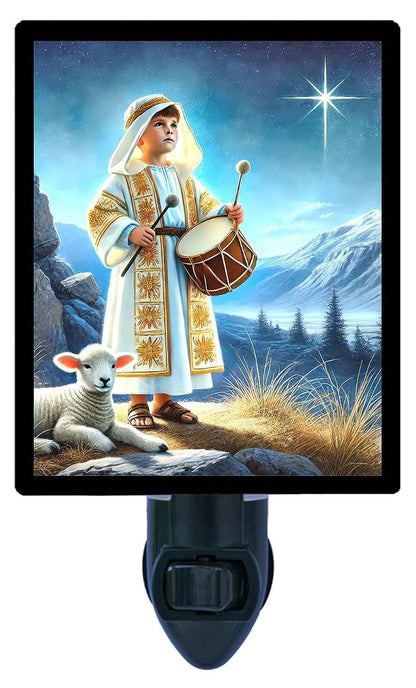 Night Light Designs LED Night Light, The Little Drummer Boy – Religious Christmas Design, Fully Enclosed, Rotating