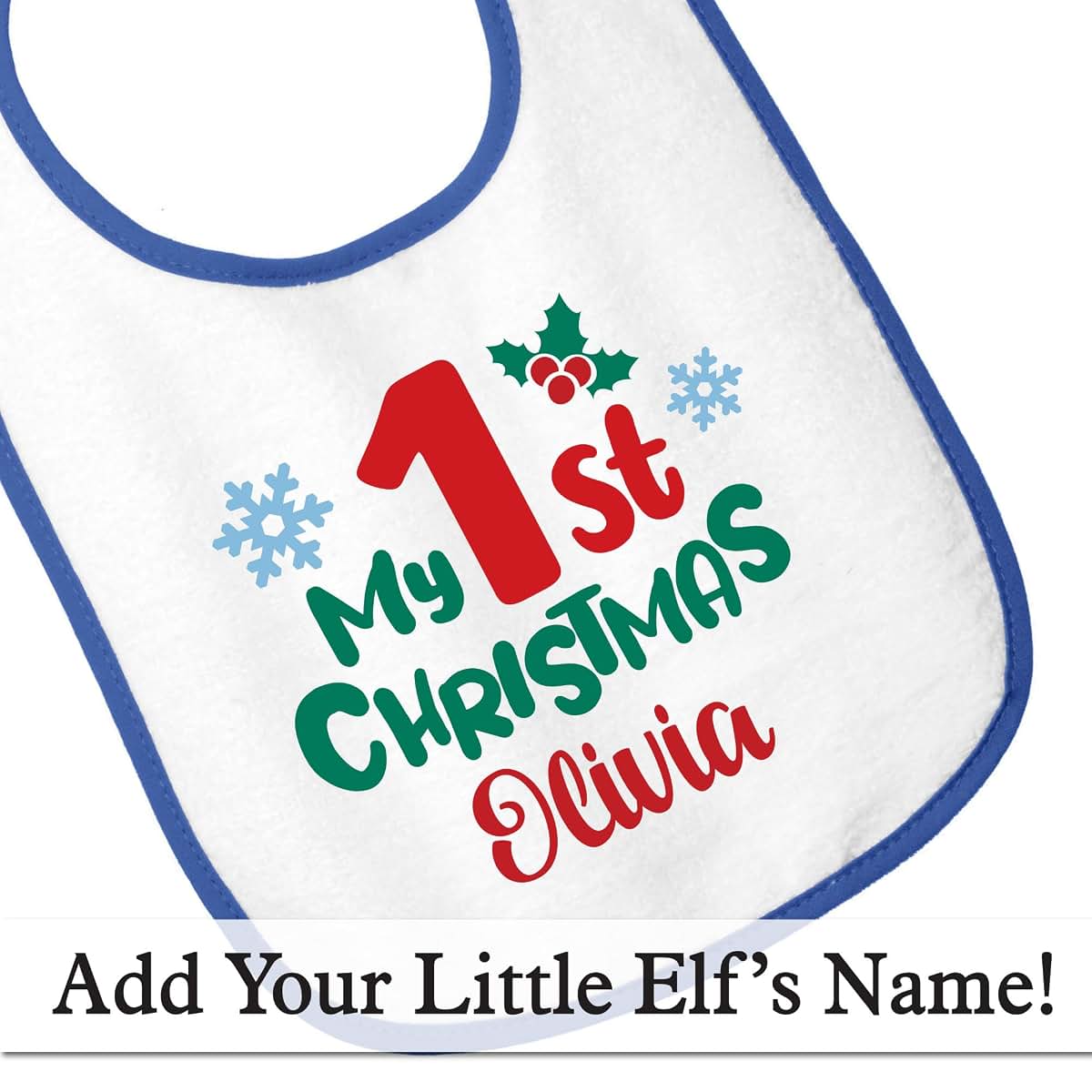 Smiling Jindo Personalized My 1st Christmas Baby Bib With Custom Name (photo 4)