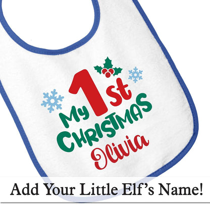 Smiling Jindo Personalized My 1st Christmas Baby Bib With Custom Name (photo 4)