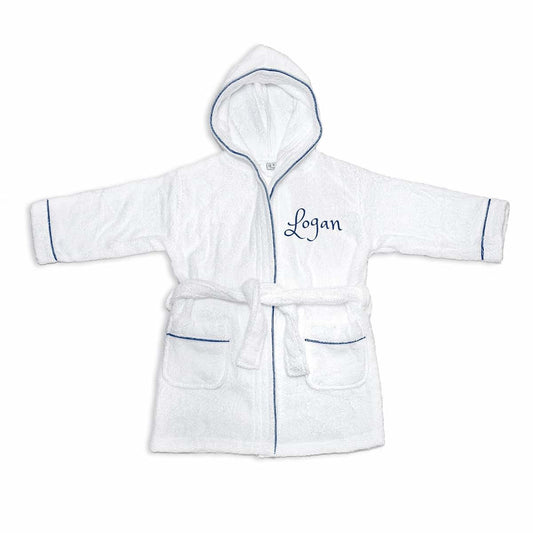Dream Embroidery PERSONALIZED Baby Bathrobe -Toddler Bath robe Custom Monogram Embroidered Terry Robe (Blue, 6-8 Years)
