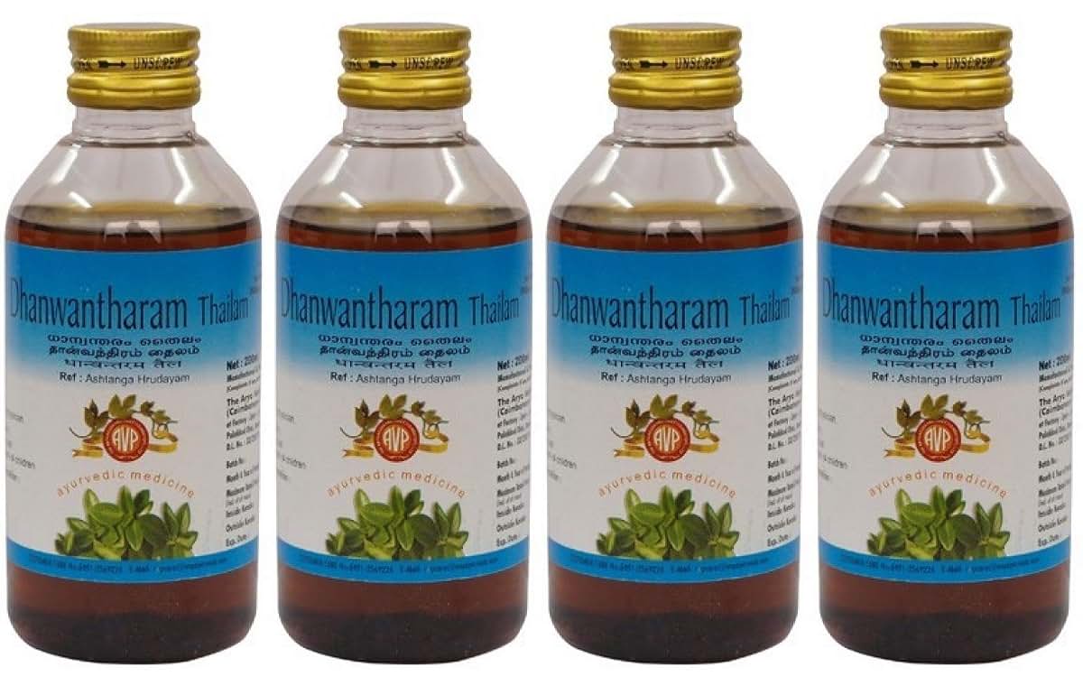 Arya Vaidya Pharmacy Dhanwantharam Thailam 200ml Pack of 4
