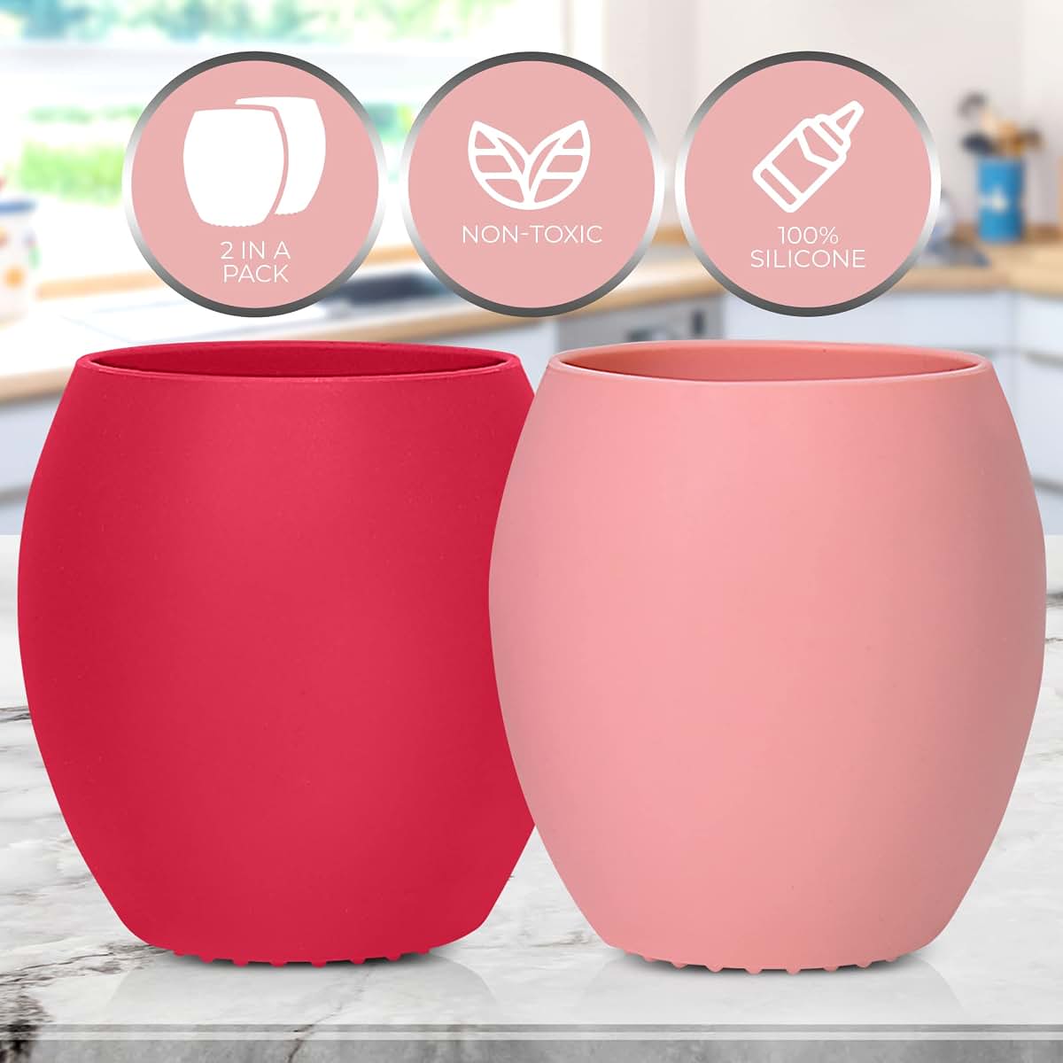 Sperric Silicone Mini Cups For Toddlers, 2 Pack